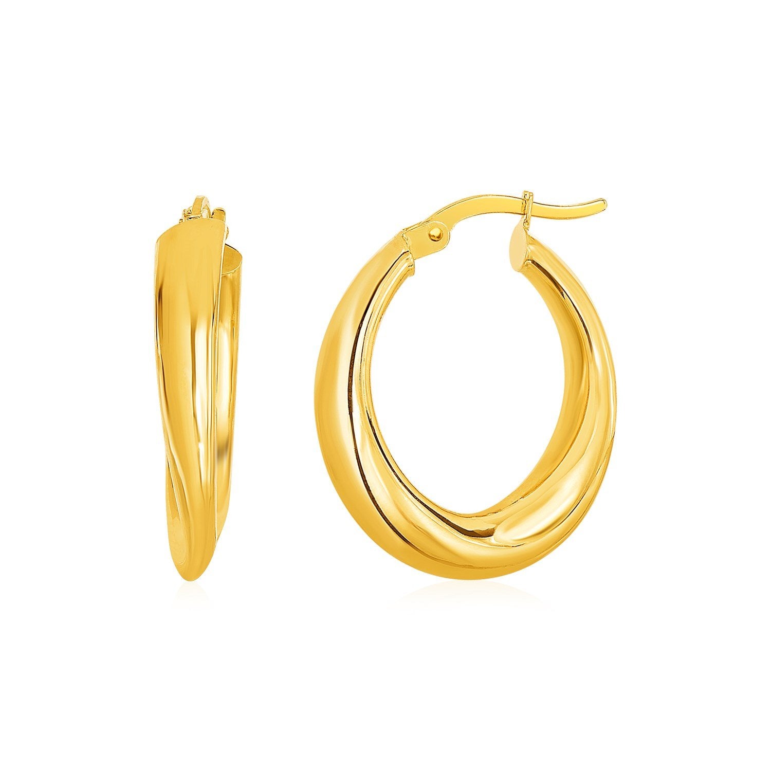 14k Yellow Gold Oval Hoop Earrings - Drakoi Marketplace