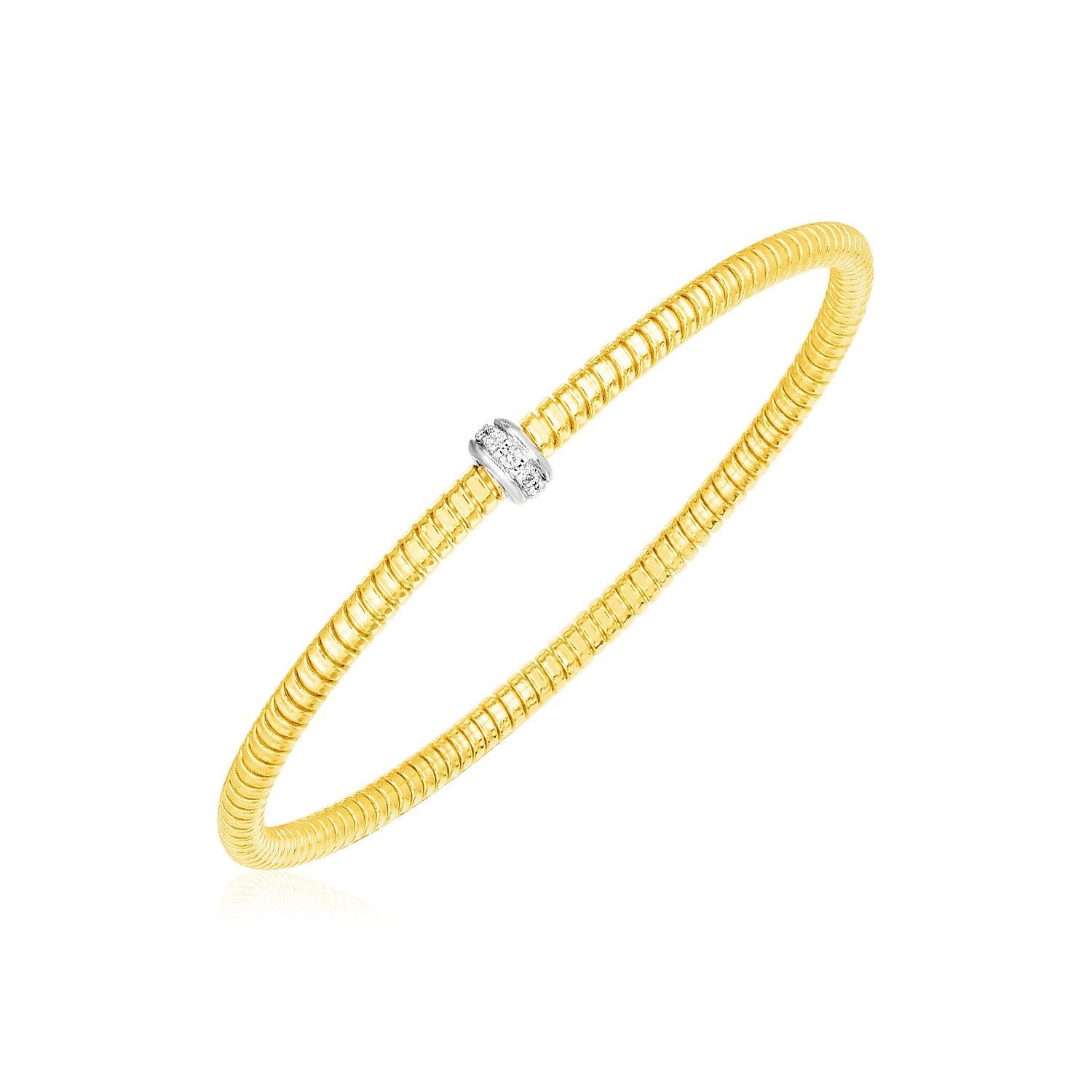 14k Yellow Gold Stretch Bangle with Diamonds - Drakoi Marketplace