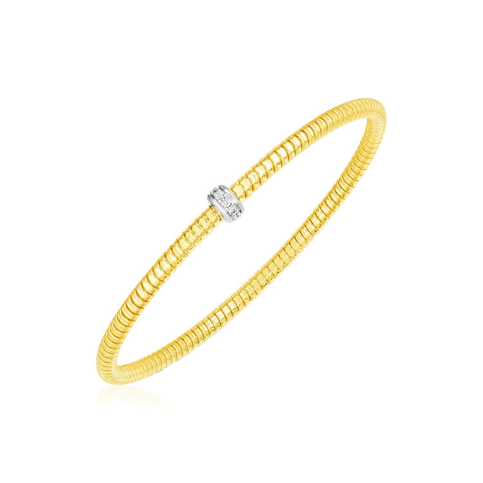 14k Yellow Gold Stretch Bangle with Diamonds - Drakoi Marketplace