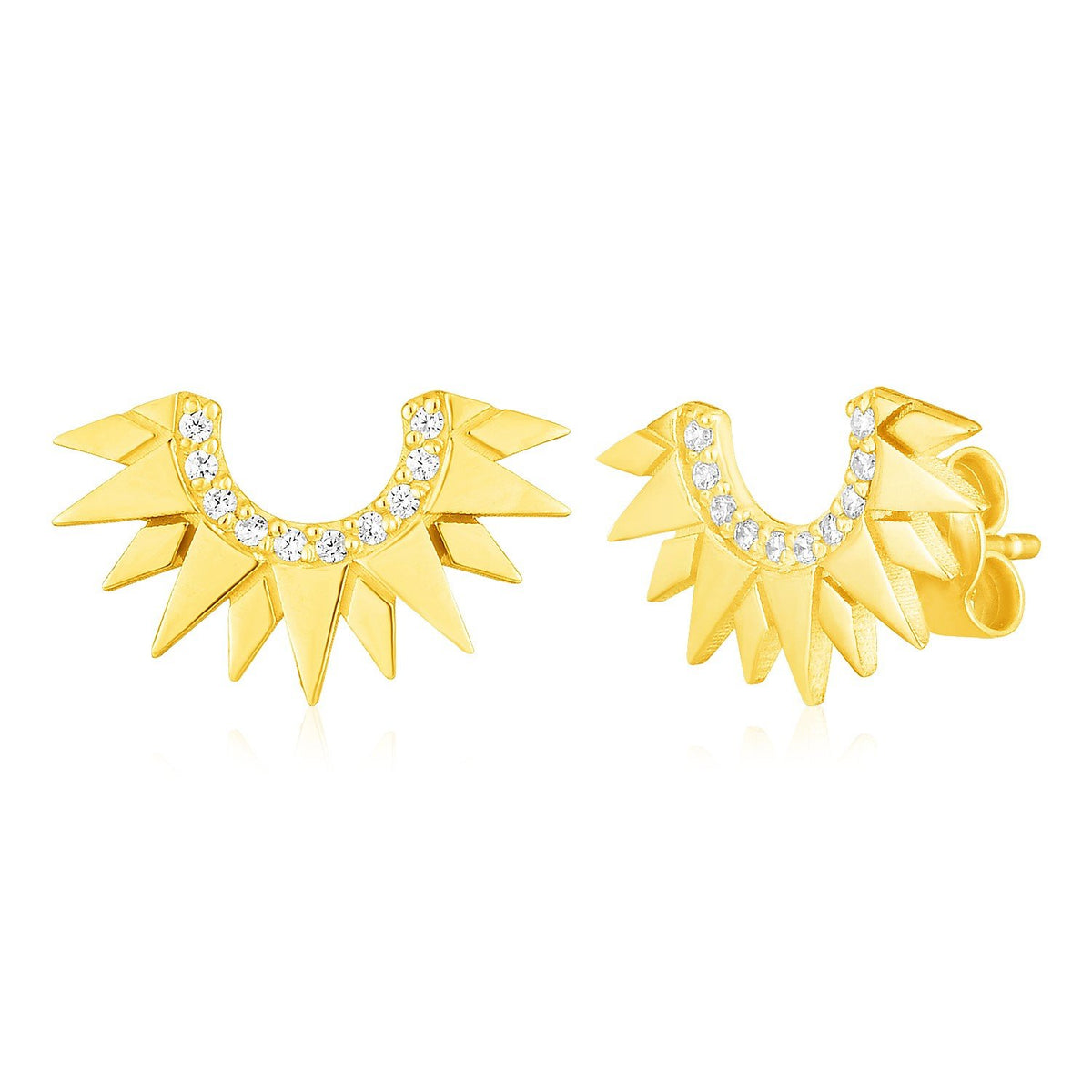 14k Yellow Gold Sunburst Earrings with Diamonds - Drakoi Marketplace