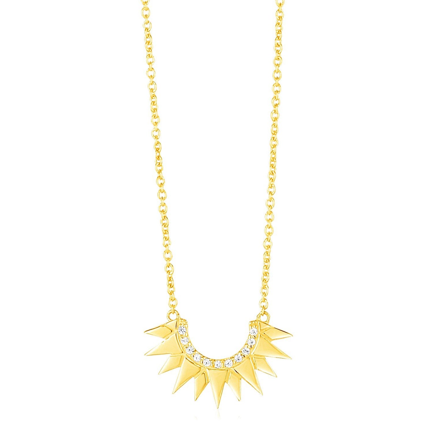 14k Yellow Gold Sunburst Necklace with Diamonds - Drakoi Marketplace