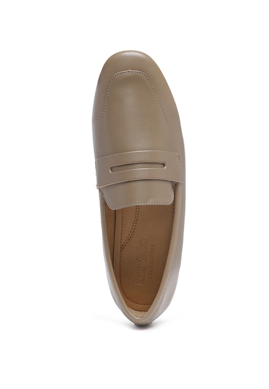 Liliana Taupe Classic Leather Penny Loafers - Drakoi Marketplace