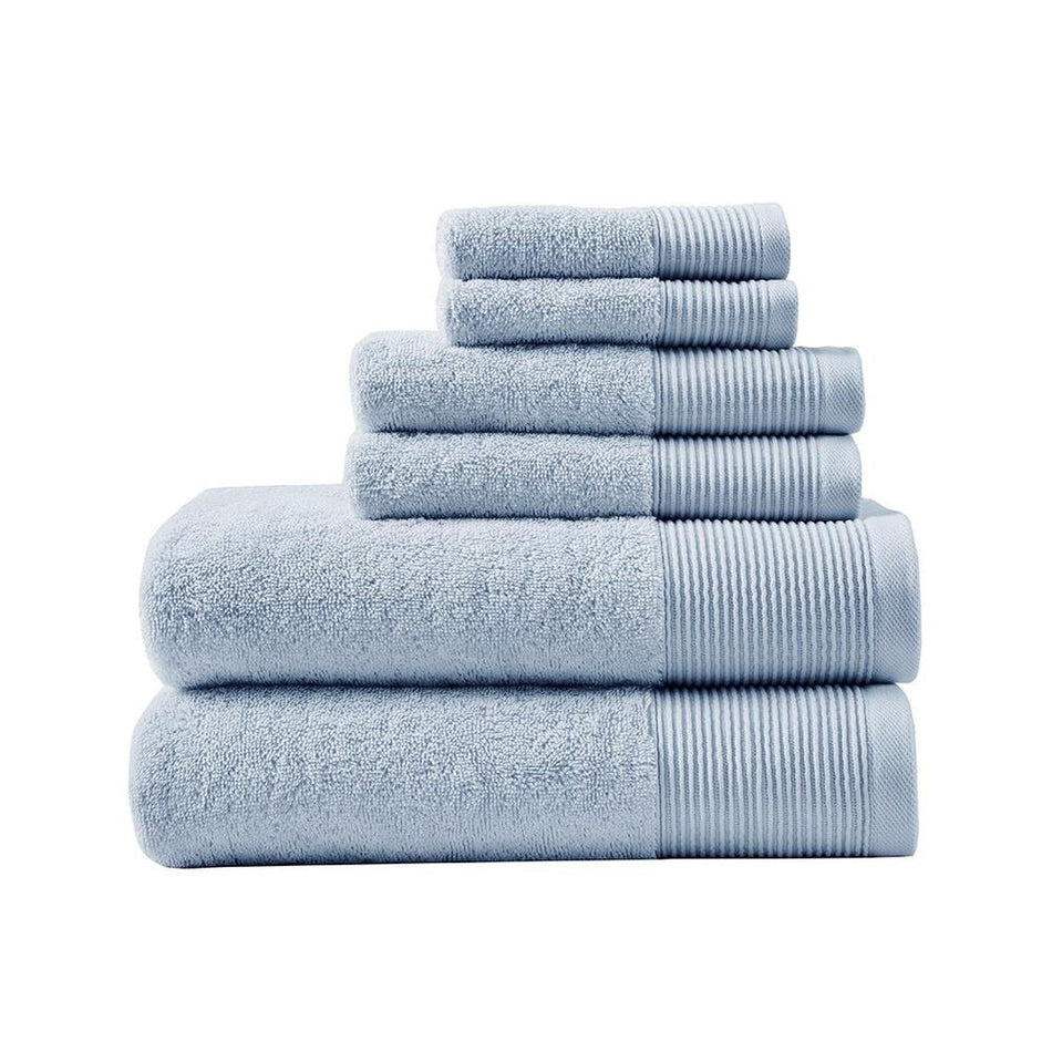 20% Tencel/Lyocel 75% Cotton 5% Silverbac 6pcs Towel Set Blue 30x56"(2)/16x28"(2)/13x13"(2) - Drakoi Marketplace