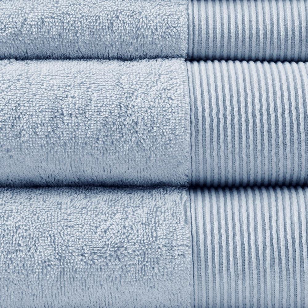 20% Tencel/Lyocel 75% Cotton 5% Silverbac 6pcs Towel Set Blue 30x56"(2)/16x28"(2)/13x13"(2) - Drakoi Marketplace