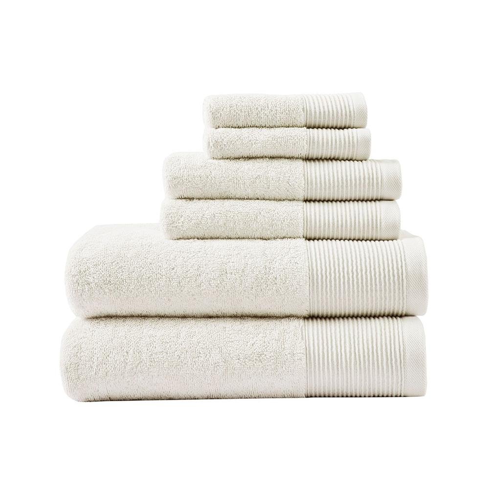 20% Tencel/Lyocel 75% Cotton 5% Silverbac 6pcs Towel Set Ivory 30x56"(2)/16x28"(2)/13x13"(2) - Drakoi Marketplace