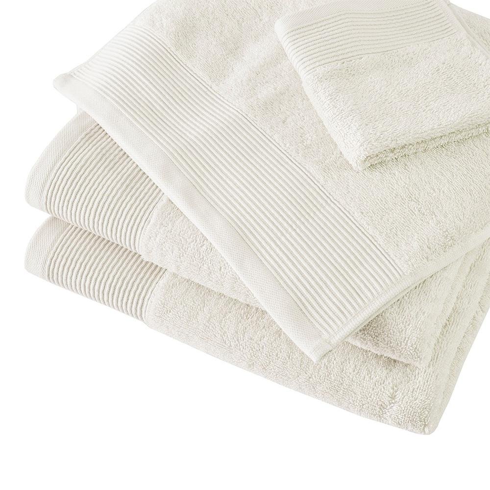 20% Tencel/Lyocel 75% Cotton 5% Silverbac 6pcs Towel Set Ivory 30x56"(2)/16x28"(2)/13x13"(2) - Drakoi Marketplace