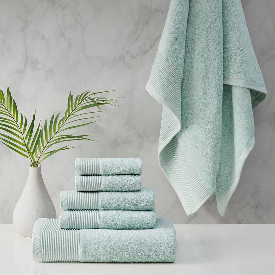 20% Tencel/Lyocel 75% Cotton 5% Silverbac 6pcs Towel Set Seafoam 30x56"(2)/16x28"(2)/13x13"(2) - Drakoi Marketplace