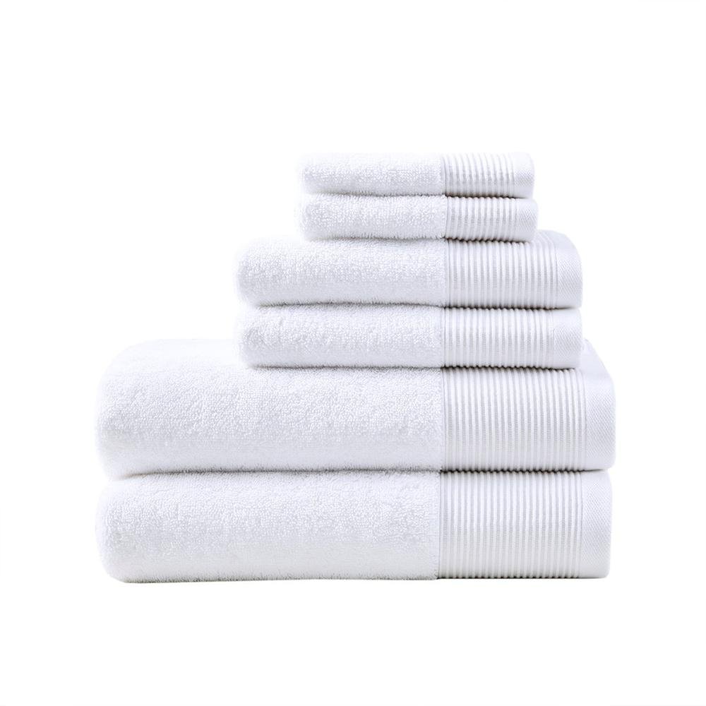 20% Tencel/Lyocel 75% Cotton 5% Silverbac 6pcs Towel Set White 30x56"(2)/16x28"(2)/13x13"(2) - Drakoi Marketplace