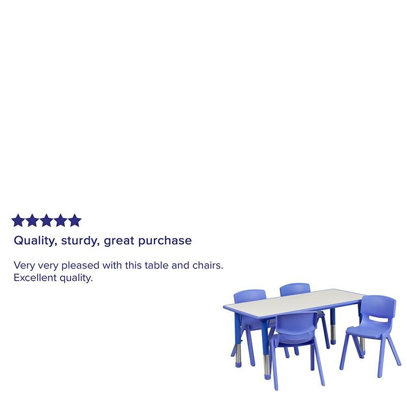 23.625''W x 47.25''L Rectangular Blue Plastic Height Adjustable Activity Table Set with 4 Chairs - Drakoi Marketplace