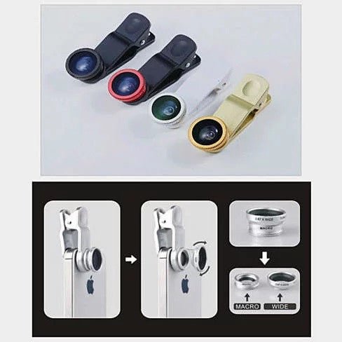 3-in-1 Universal Clip on Smartphone Camera Lens - 6 Colors - Drakoi Marketplace