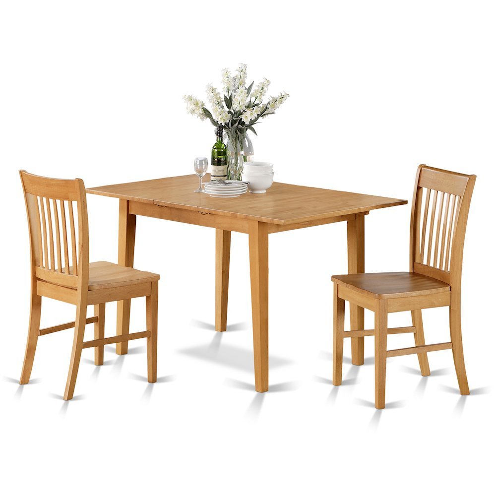 3 Pc Kitchen nook Dining set- dinette Table with a 12in leaf and 2 Kitchen Chairs - Drakoi Marketplace