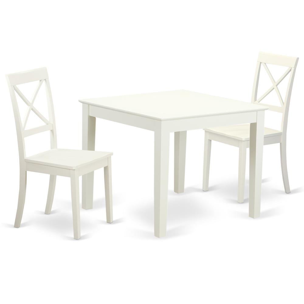 3 Pcsquare Kitchen Table and 2 Wood Kitchen Dining Chairs in Linen White - Drakoi Marketplace