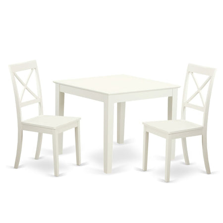 3 Pcsquare Kitchen Table and 2 Wood Kitchen Dining Chairs in Linen White - Drakoi Marketplace