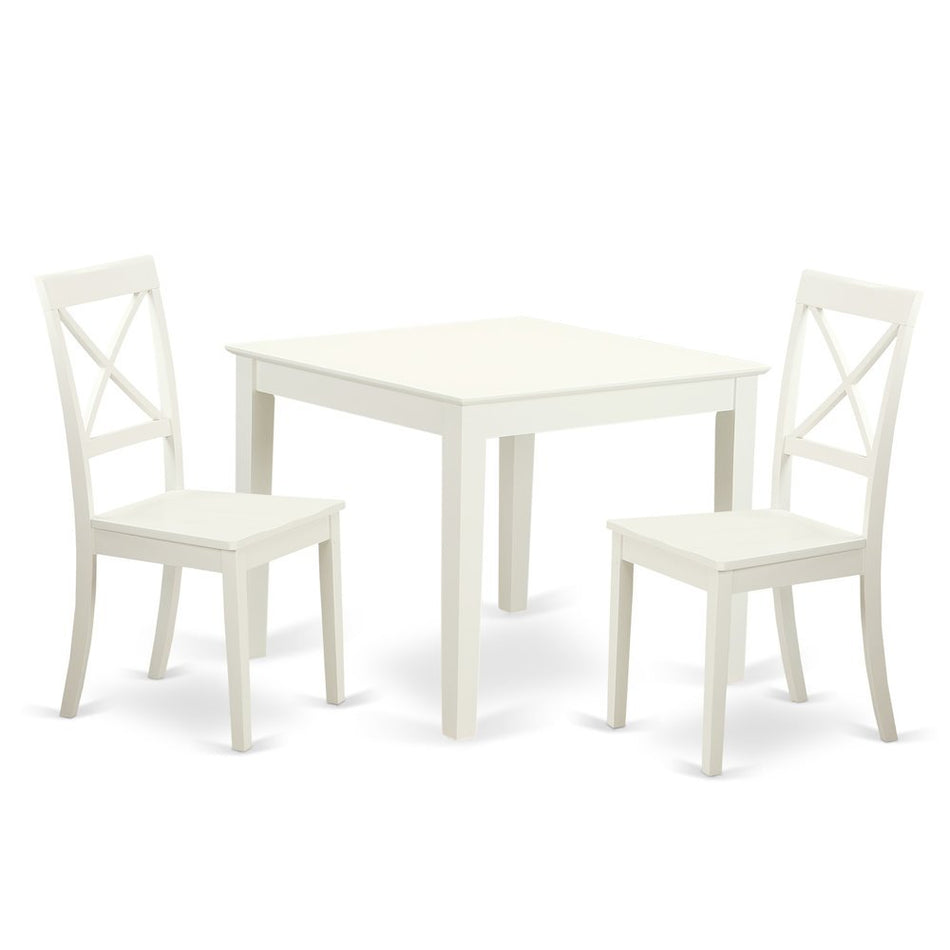 3 Pcsquare Kitchen Table and 2 Wood Kitchen Dining Chairs in Linen White - Drakoi Marketplace