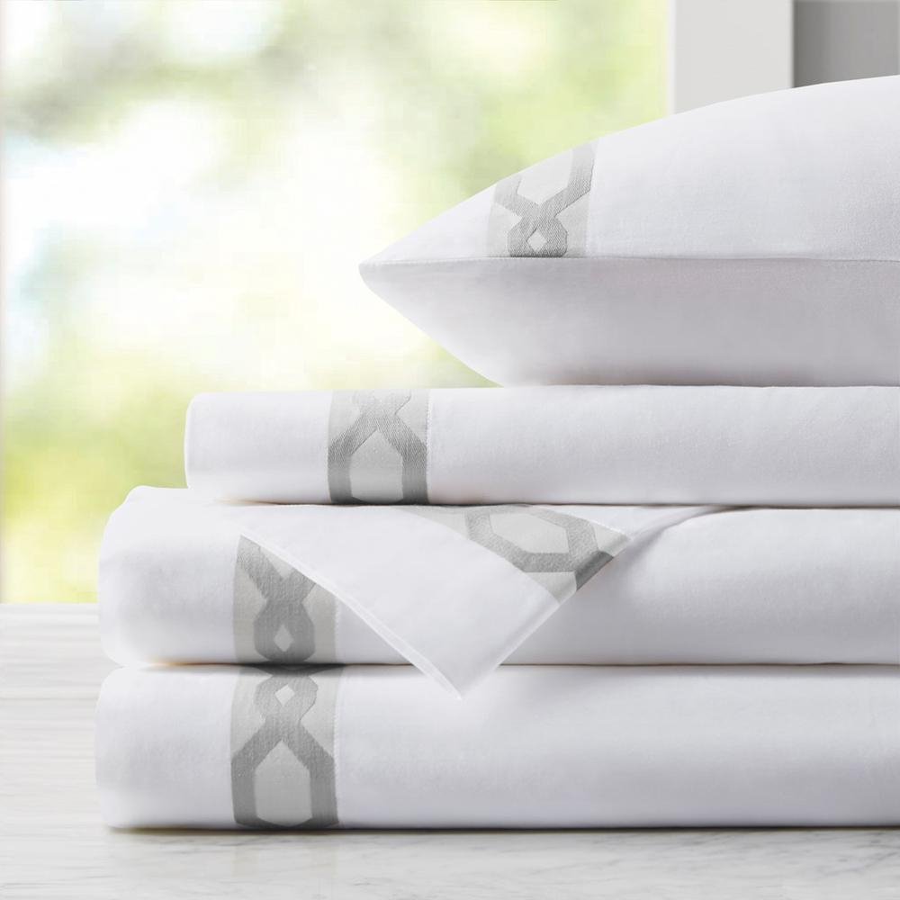 300TC Cotton Sheet Set, 102x108, Grey, Cal King1 - Drakoi Marketplace