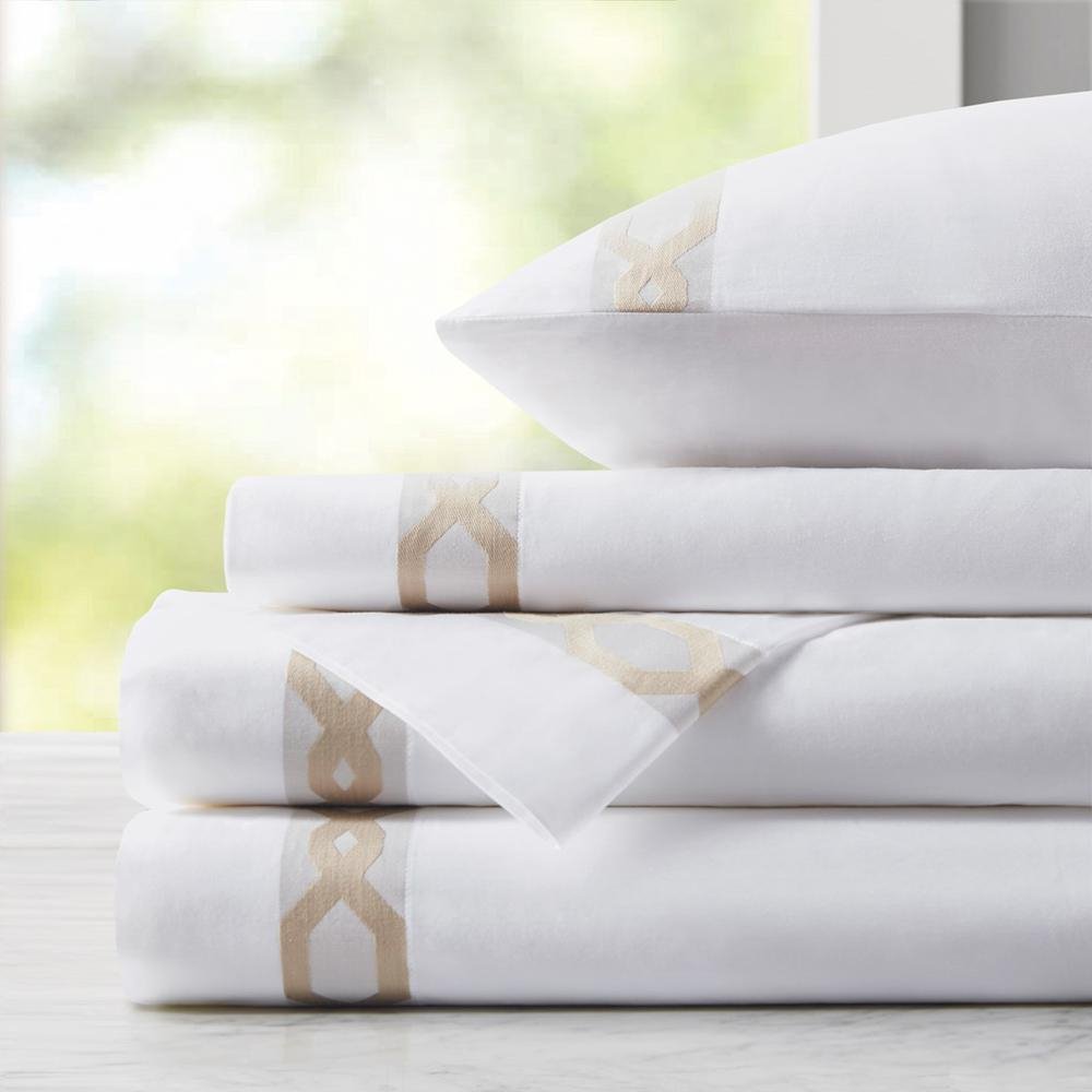 300TC Cotton Sheet Set, 102x108, Taupe, Cal King1 - Drakoi Marketplace