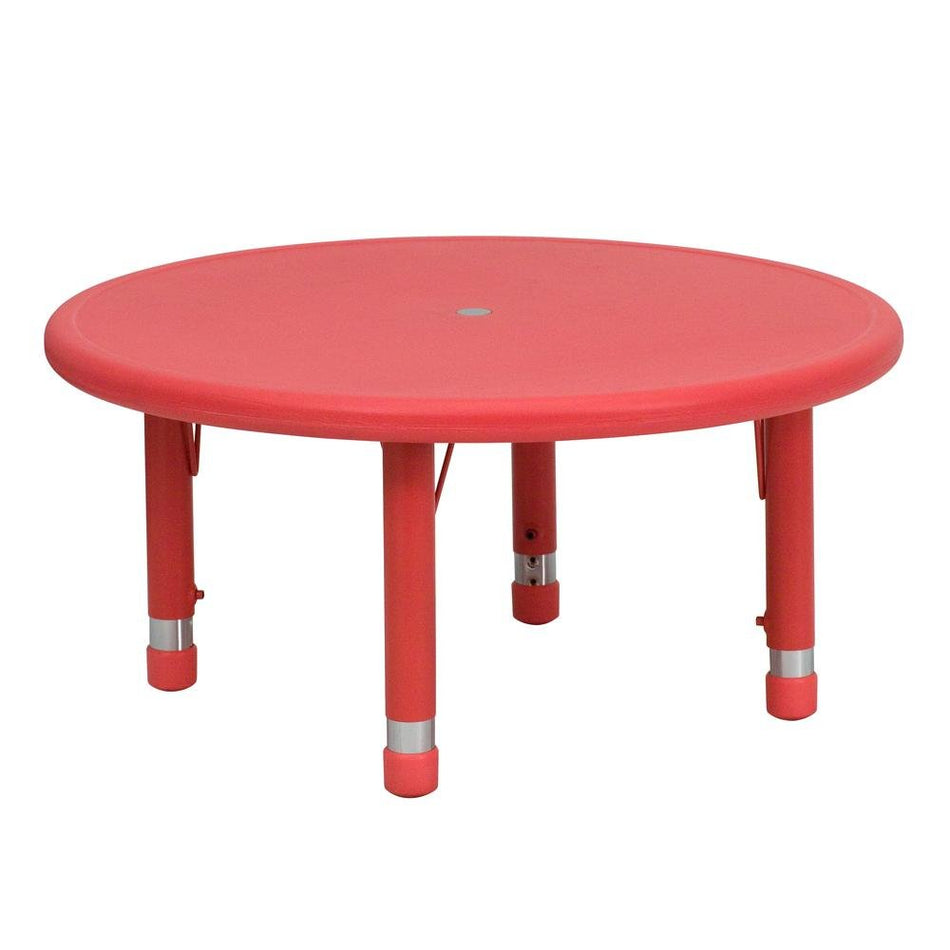 33'' Round Red Plastic Height Adjustable Activity Table - Drakoi Marketplace