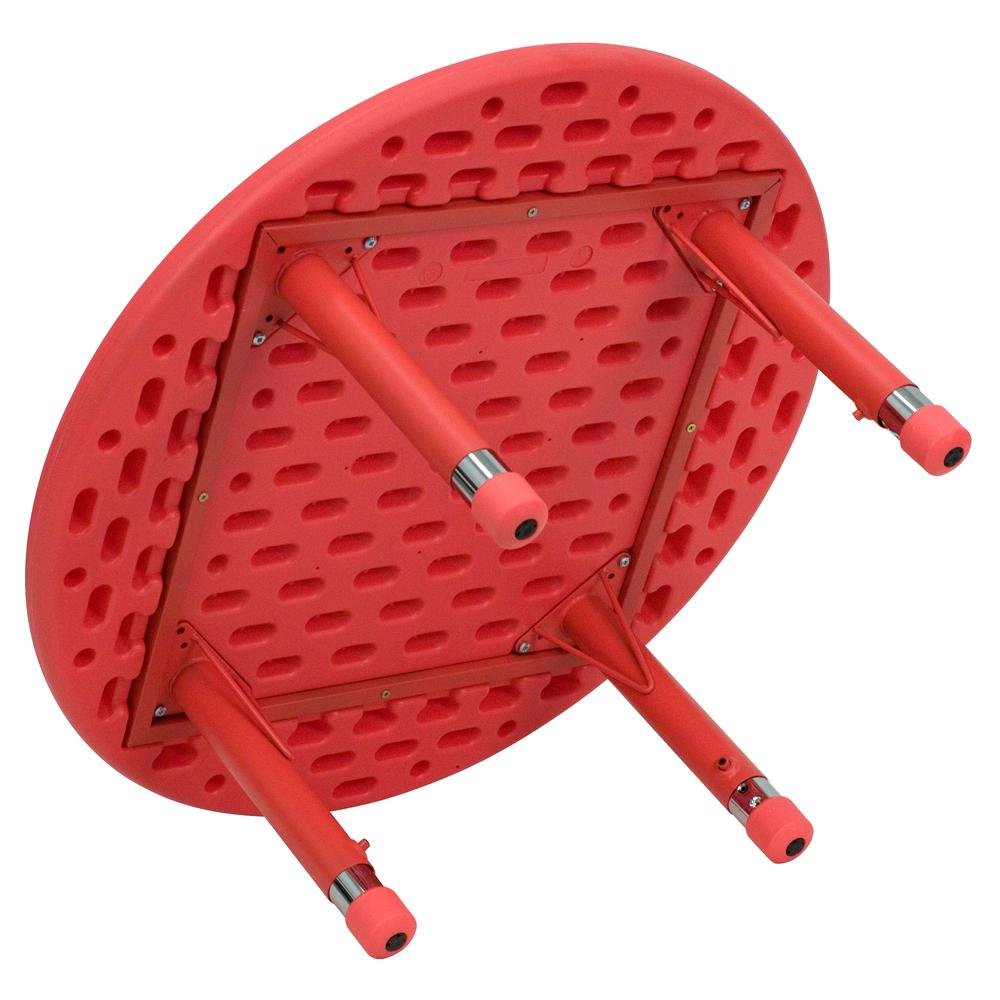 33'' Round Red Plastic Height Adjustable Activity Table - Drakoi Marketplace