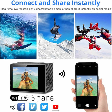 4K Waterproof All Digital UHD WiFi Camera + RF Remote And Accessories - Drakoi Marketplace