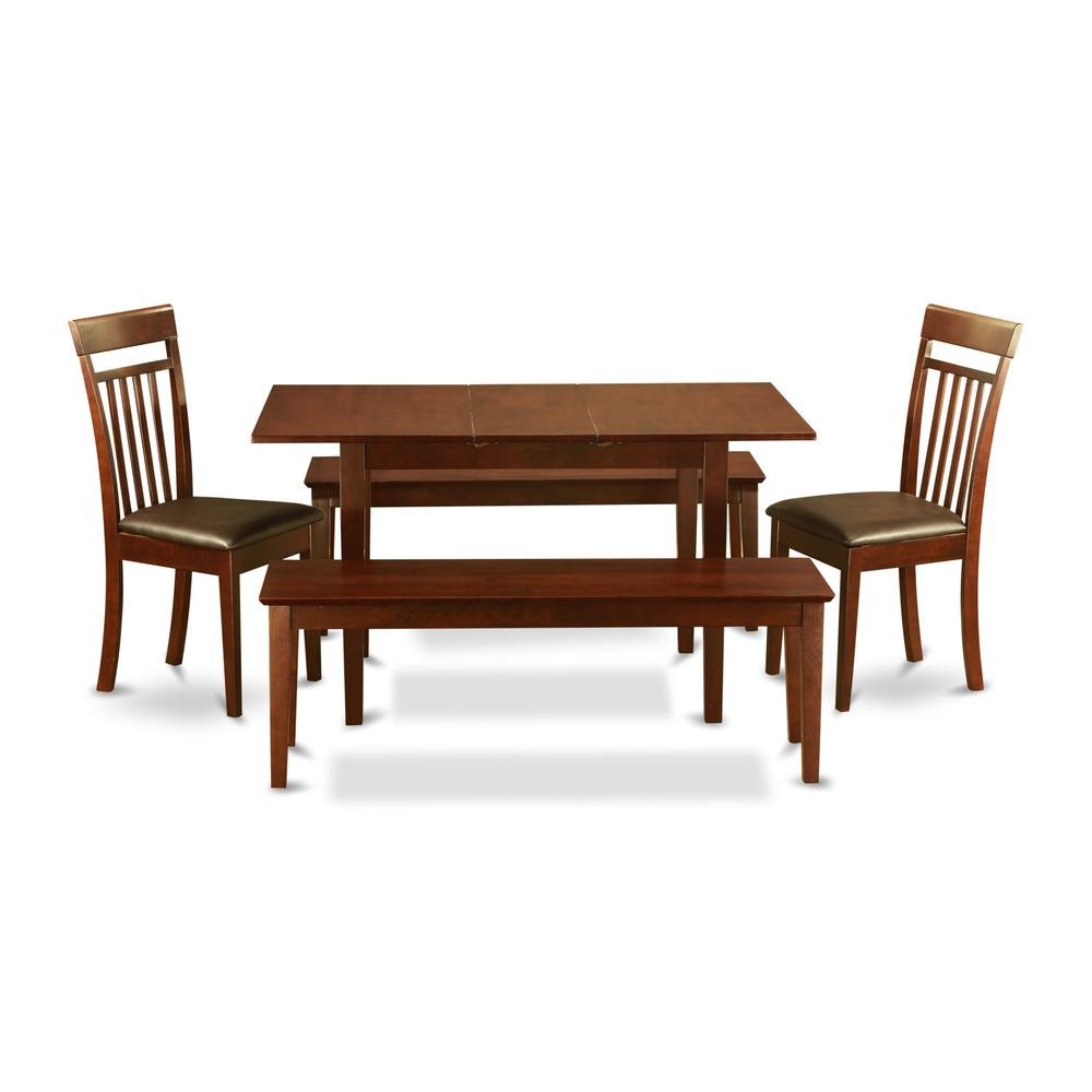 5 PC Kitchen set-Table with Leaf plus 2 Kitchen Chairs and 2 Benches - Drakoi Marketplace