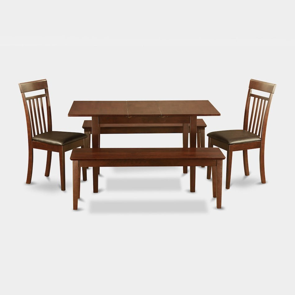 5 PC Kitchen set-Table with Leaf plus 2 Kitchen Chairs and 2 Benches - Drakoi Marketplace