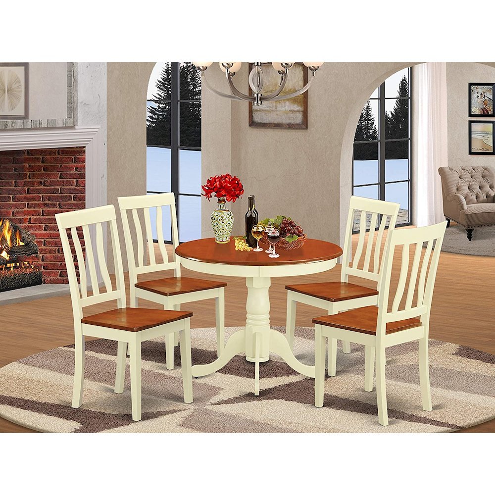 5 PC small Kitchen Table and Chairs set-Kitchen Table plus 4 Kitchen Dining Chairs - Drakoi Marketplace