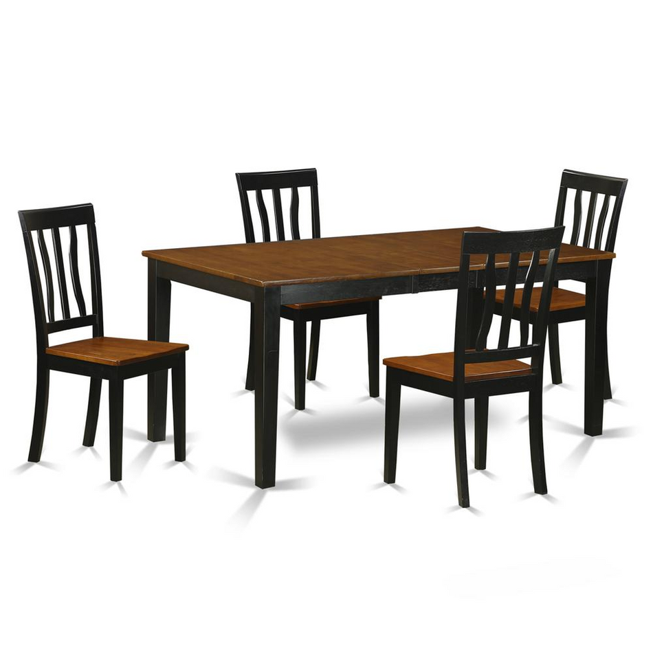 Juego de mesa de cocina de 5 piezas: mesa de comedor y 4 sillas de cocina de madera