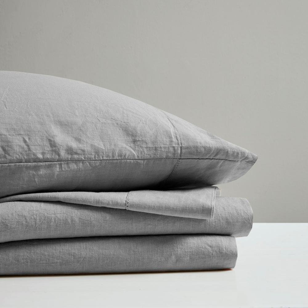 55% Cotton 45% Linen Sheet Set in Gray - Drakoi Marketplace