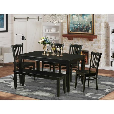 6-Pc Dining room set- Kitchen Table and 4 Kitchen Dining Chairs and Bench - Drakoi Marketplace