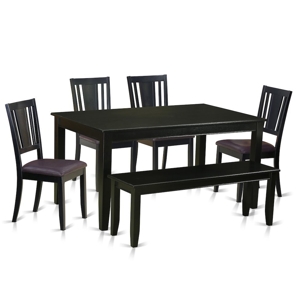 6 Pc Kitchen Table with bench-Dining Table and 4 Kitchen Chairs and Bench - Drakoi Marketplace