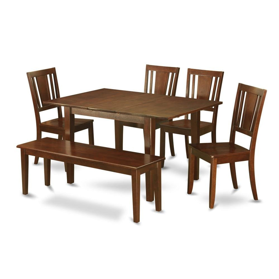 6 Pc Kitchen Table with bench set - Table with 4 Kitchen Chairs and Bench - Drakoi Marketplace