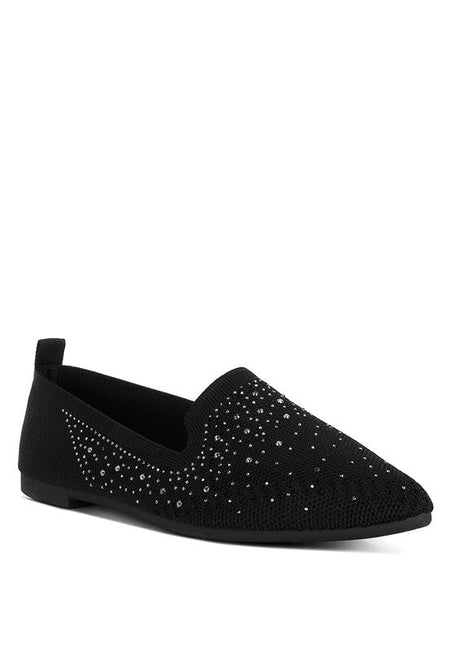 Abedi Rhinestone Embellished Pull Tab Loafers - Drakoi Marketplace