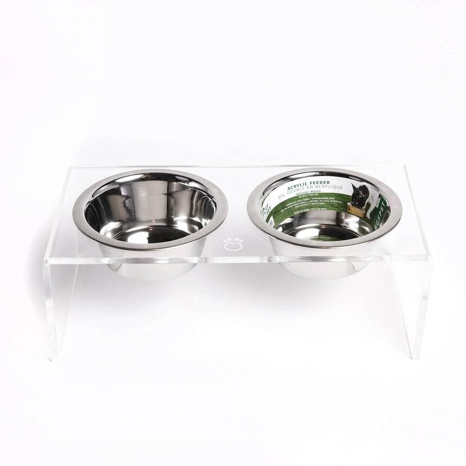 Acrylic Double Feeder - Clear - Drakoi Marketplace