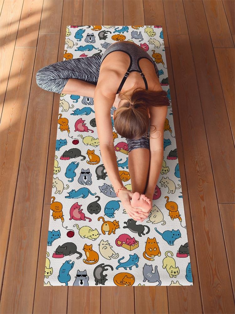 Adorable Cats Pattern Yoga Mat -Image by Shutterstock - Drakoi Marketplace