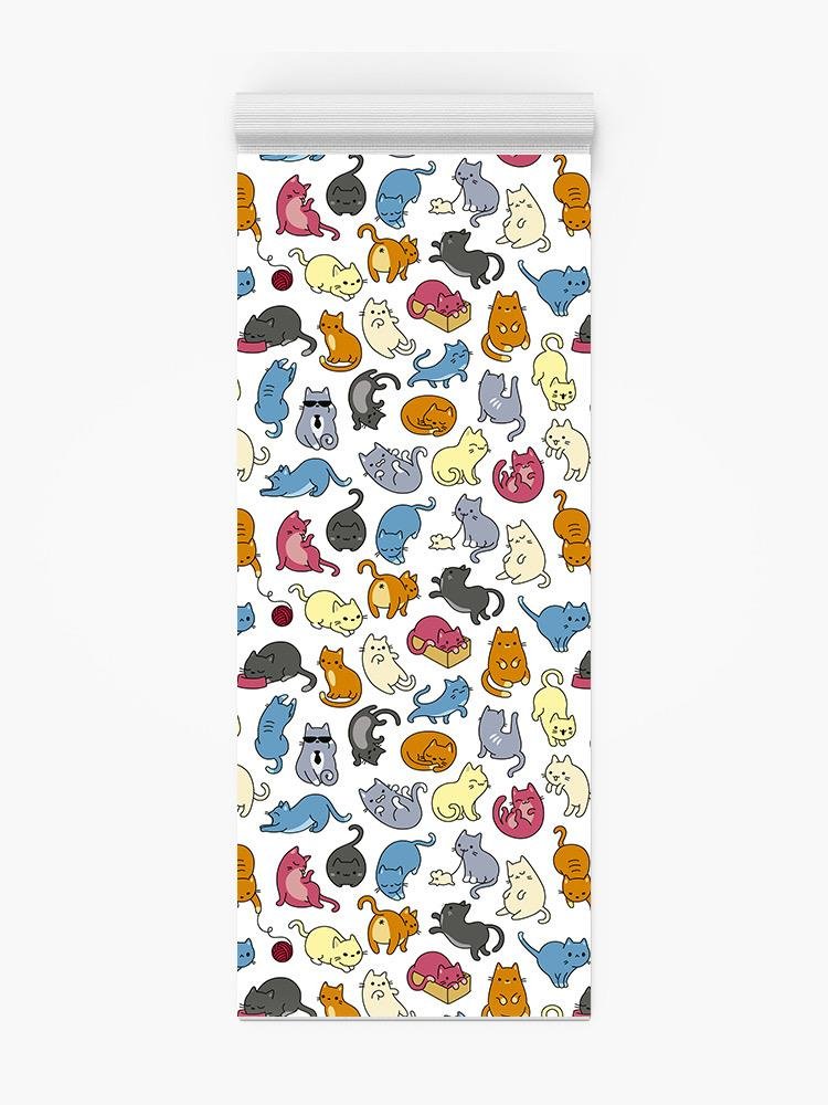 Adorable Cats Pattern Yoga Mat -Image by Shutterstock - Drakoi Marketplace