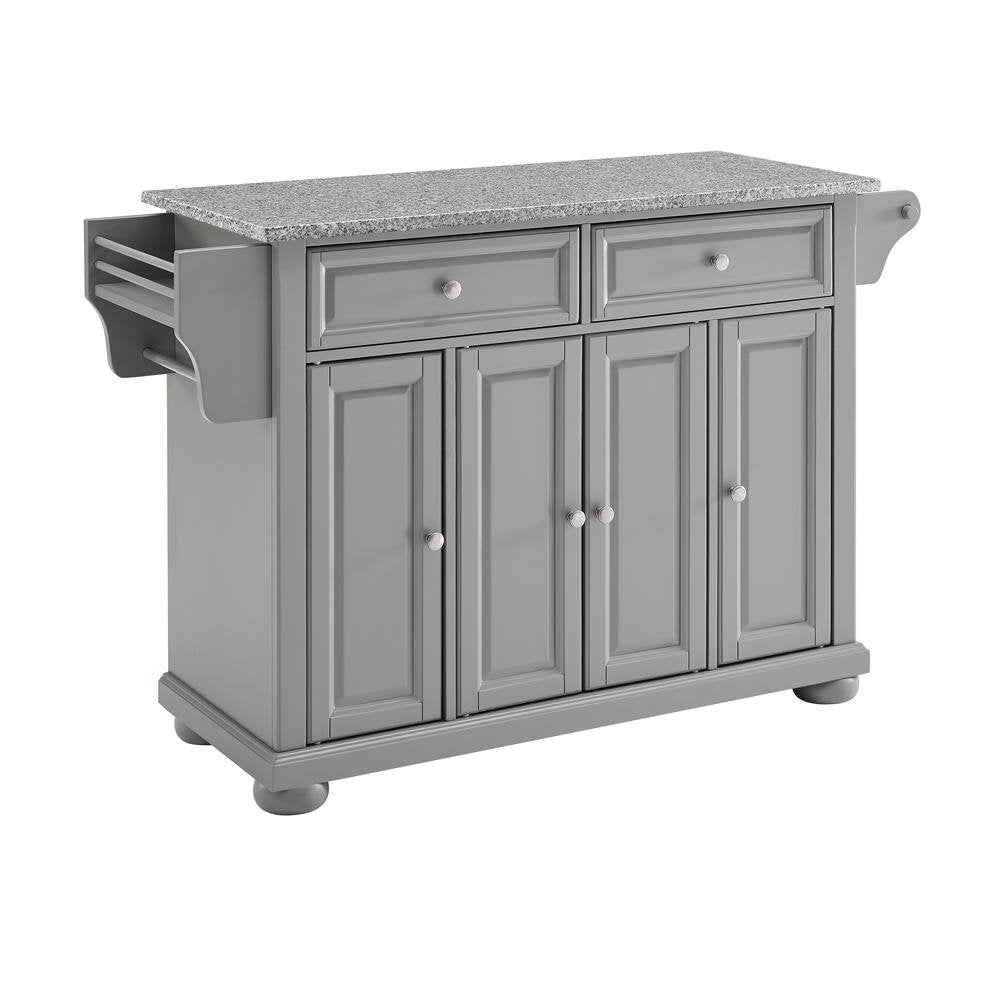 Alexandria Granite Top Full Size Kitchen Island/Cart Gray/Gray - Drakoi Marketplace