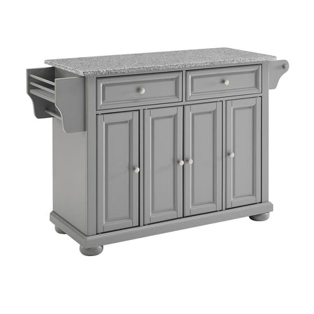 Alexandria Granite Top Full Size Kitchen Island/Cart Gray/Gray - Drakoi Marketplace