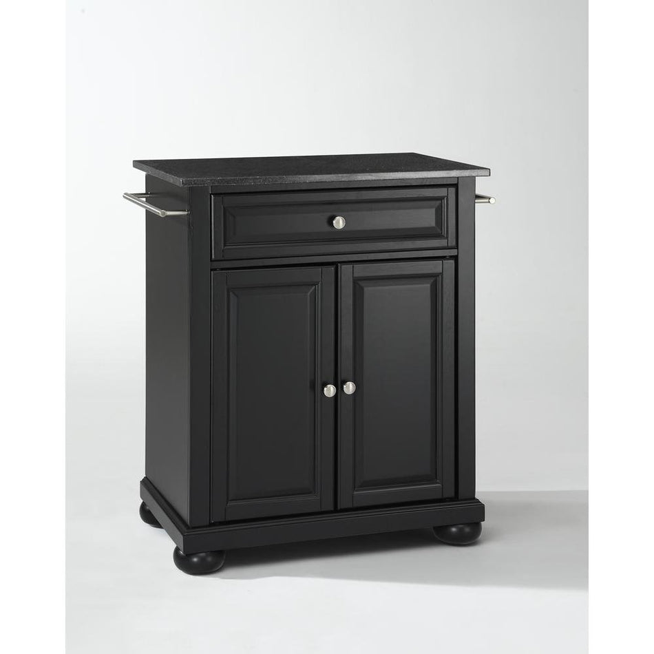 Alexandria Granite Top Portable Kitchen Island/Cart Black/Black - Drakoi Marketplace