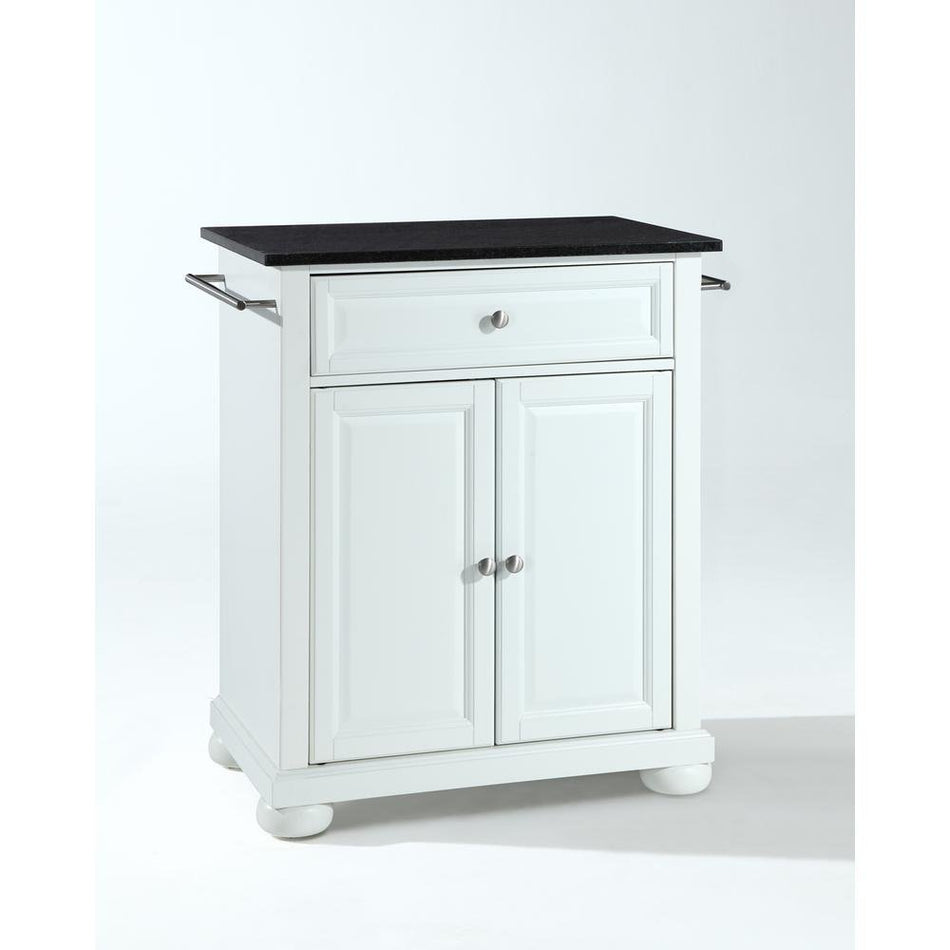 Alexandria Granite Top Portable Kitchen Island/Cart White/Black - Drakoi Marketplace