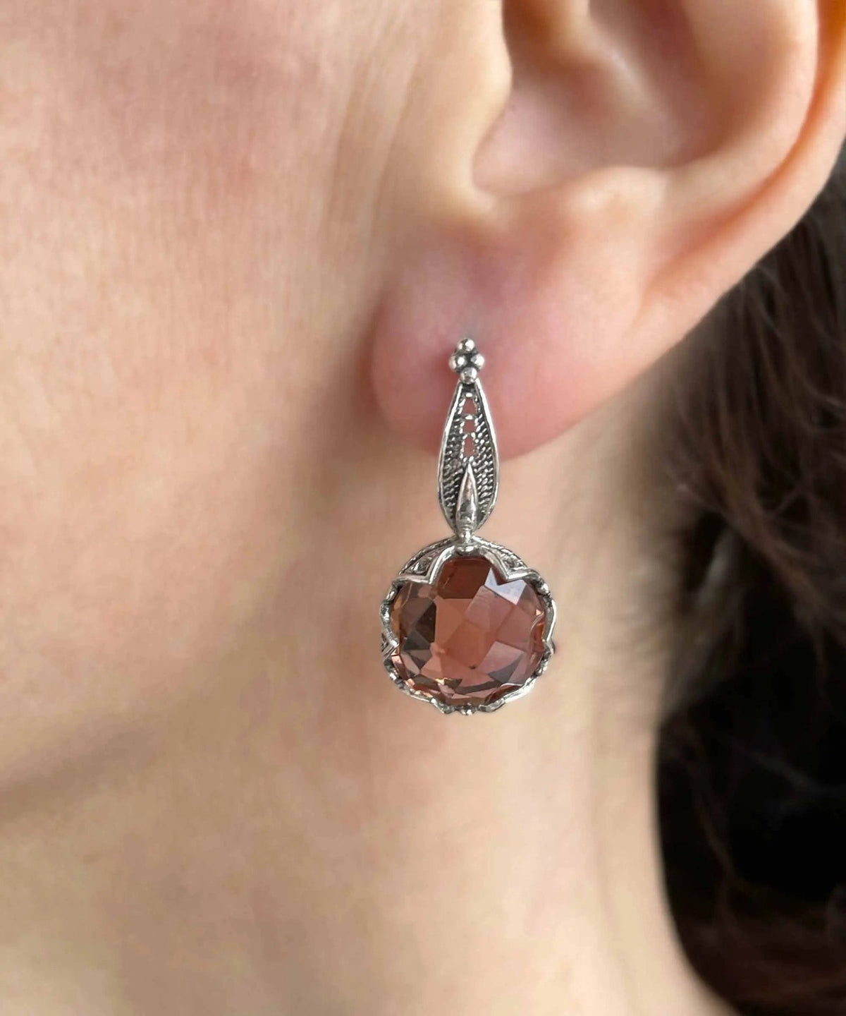 Alexandrite Gemstone Sterling Silver Woman Drop Earrings - Drakoi Marketplace