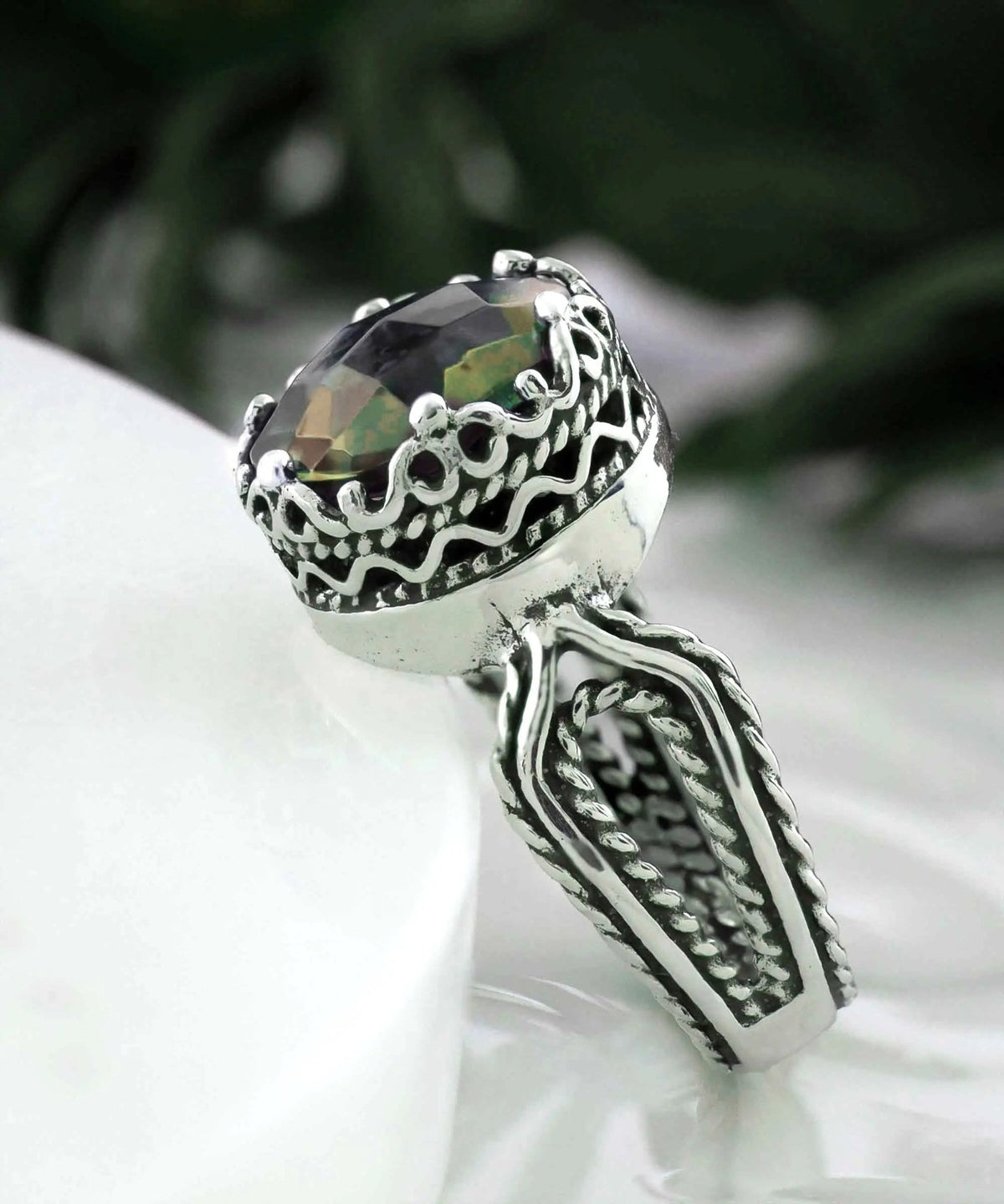 Alexandrite Gemstone Women Sterling Silver Cocktail Ring - Drakoi Marketplace