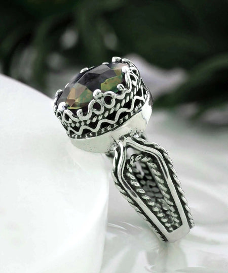 Alexandrite Gemstone Women Sterling Silver Cocktail Ring - Drakoi Marketplace