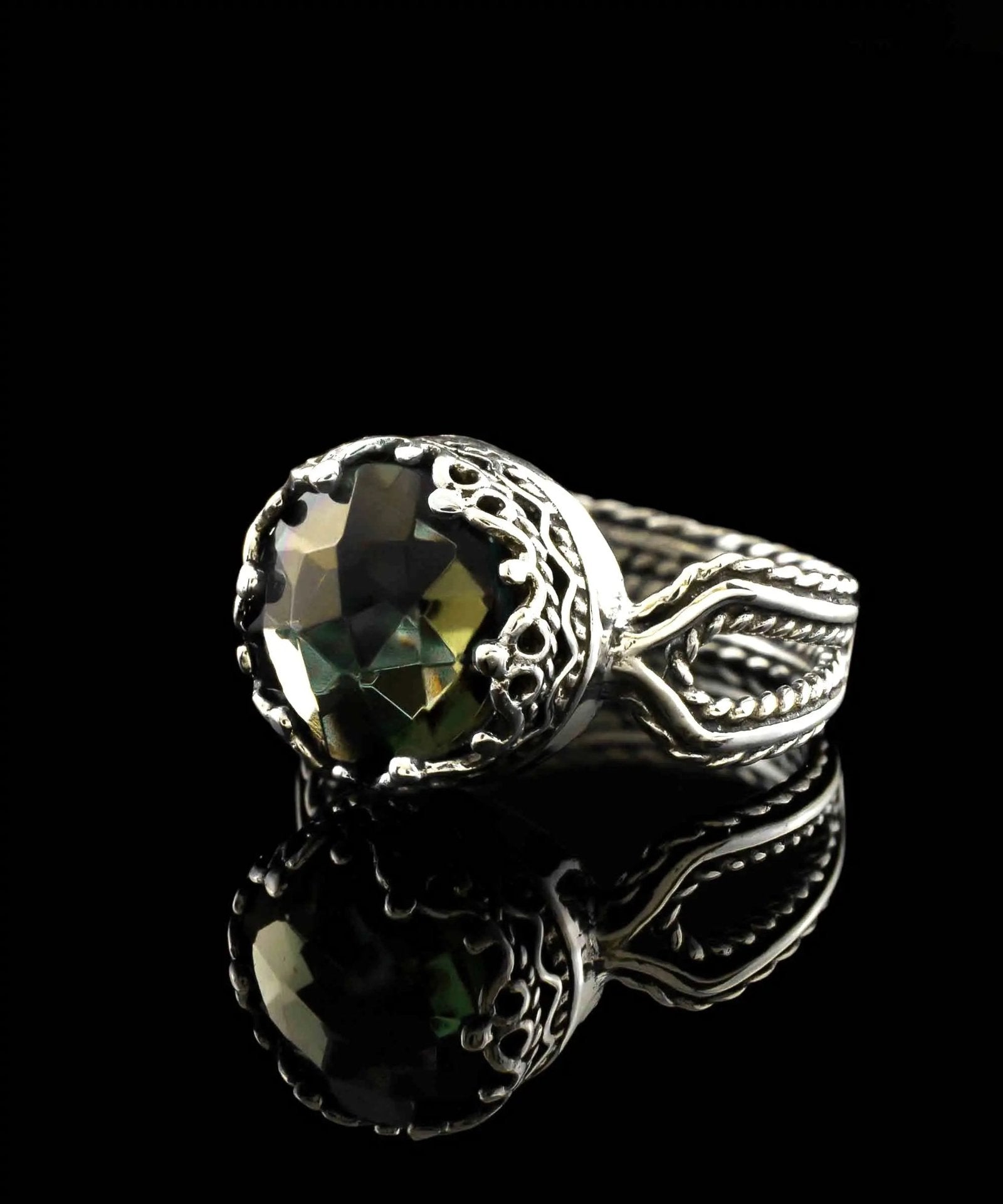 Alexandrite Gemstone Women Sterling Silver Cocktail Ring - Drakoi Marketplace