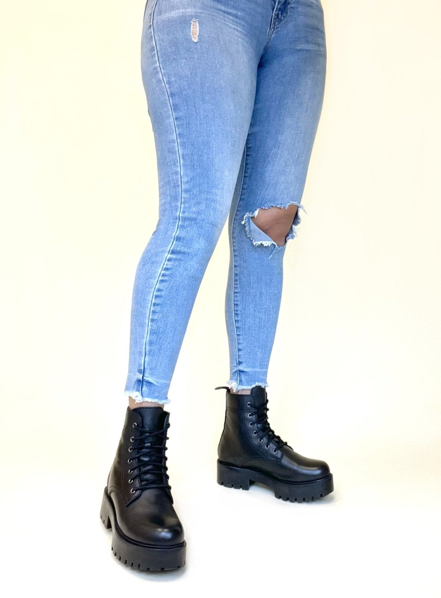 Alice Black Heeled Combat Boot - Drakoi Marketplace