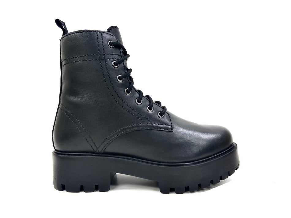 Alice Black Heeled Combat Boot - Drakoi Marketplace