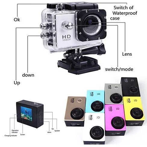 All PRO Action Sports Camera With 1080P HD And WiFi 18 PCS Of Accessory Included - Drakoi Marketplace