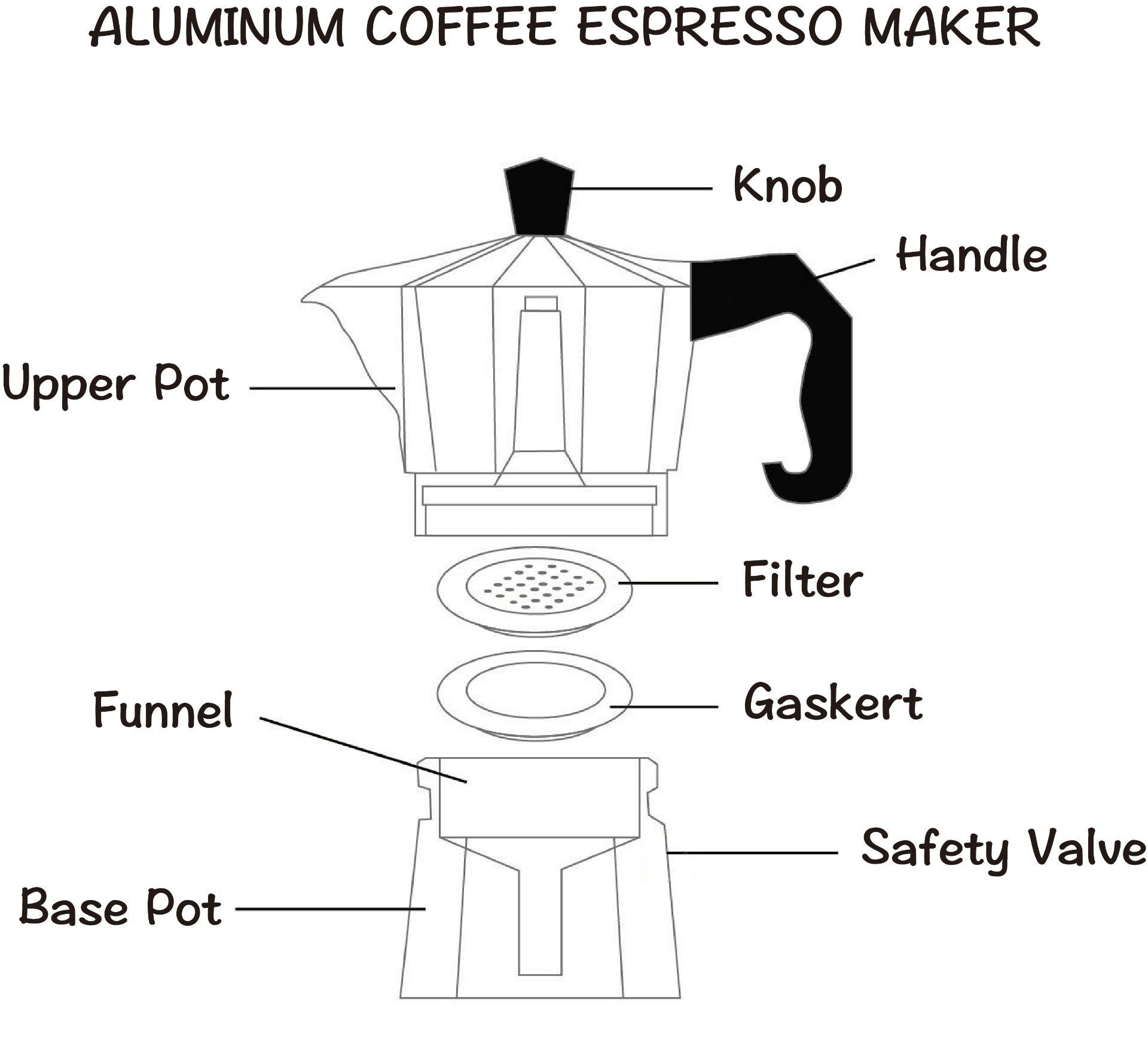 Aluminum Coffee Maker - 4 Sizes - Drakoi Marketplace