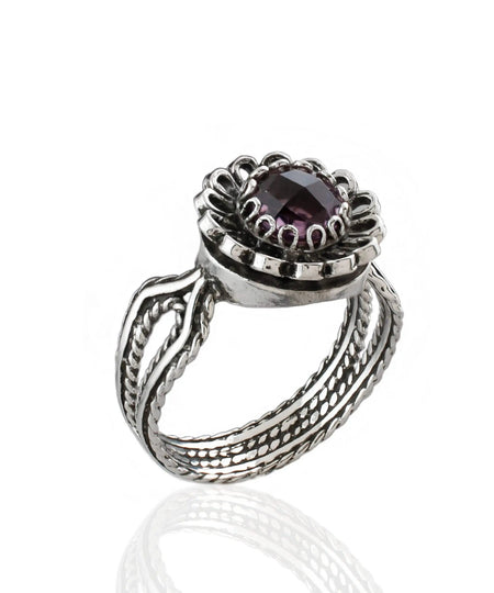 Amethyst Gemstone Sterling Silver Women Cocktail Ring - Drakoi Marketplace