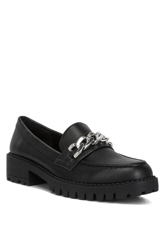 Ashby Faux Leather Chunky Block Heel Loafers - Drakoi Marketplace