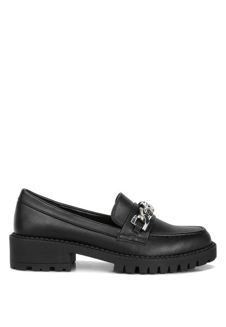 Ashby Faux Leather Chunky Block Heel Loafers - Drakoi Marketplace